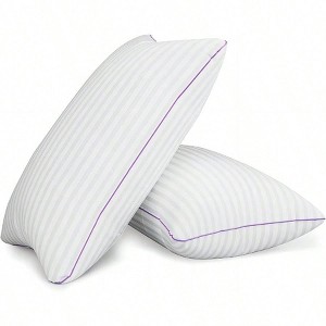King Size Pillow Set of 2, Breathable Hotel Collection, Medium Soft Down Alternative Microfiber Filled, 20x36 Inches - 1 of 4