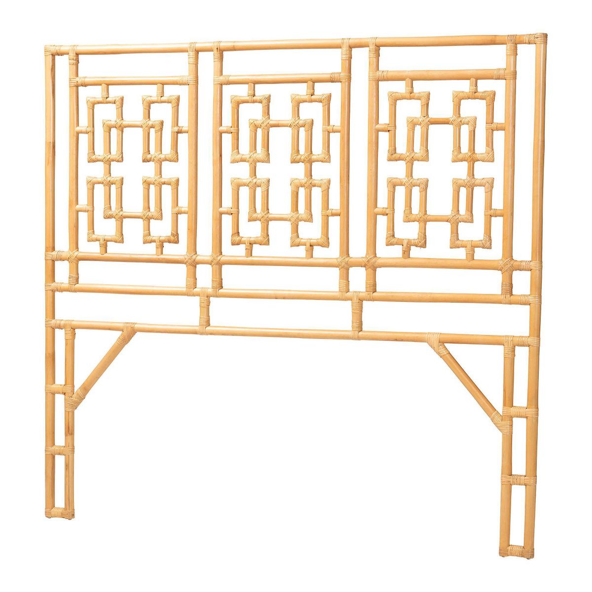 bali & pari Queen Size Galvan Rattan Standalone Headboard Light Honey