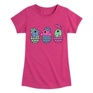 Girls' - Instant Message - Chicks In Eggs Fitted Short Sleeve Graphic T-Shirt - 1 of 4