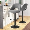 Swivel Bar Stools with Backs, 24"-32" Adjustable Height Bar Stools, Set of 2 Upholstered Fabric Seats with Black Base-Maison Boucle - 2 of 4