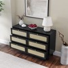 NicBex Farmhouse 6-Drawer Dresser for Bedroom,Antique Wood Dressers with Rattan Drawers,Chest of Drawers for Living Room,Dining Room,Kitchen,Hallway - 4 of 4