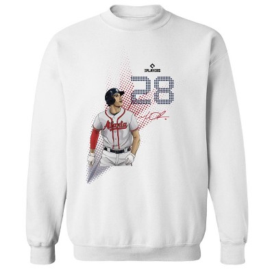MLBPA Men's Olson Pw Licensed Mlb Matt Olson Atlanta Baseball Player 28 Long Sleeve Graphic Cotton Pullover Sweatshirt - White M