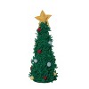 Transpac Polyester 14.25 in. Green Christmas Plush Light Up Fuzzy Tree Decor - 2 of 4