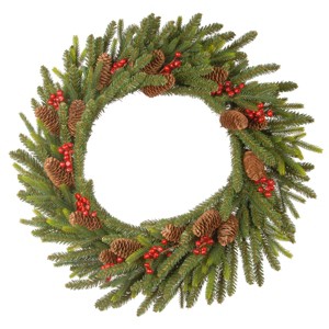 24" Prelit LED Battery Operated Dorchester Fir Wreath White Lights - National Tree Company - 1 of 4