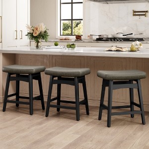 Captiva Designs 24 inch Height Bar Stool with Padded Seat & Solid Wood Frame & Footrest - 1 of 4
