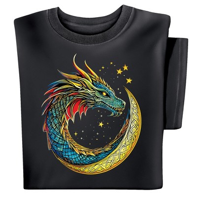 Collections Etc Celtic Dragon Crescent Moon Short Sleeve Graphic T-Shirt