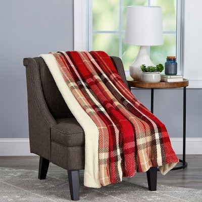 Blanket Throw - Oversized Plush Woven Polyester Faux Shearling Fleece Plaid  Throw - Breathable By Hastings Home (vineyard) : Target