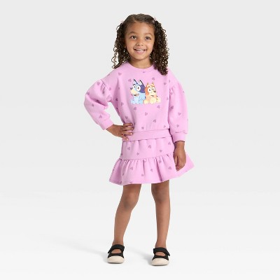 Toddler Girls' 2pc Bluey Bingo Long Sleeve Top and Skort Set - Pink