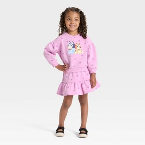 Toddler Girls' 2pc Bluey Bingo Long Sleeve Top and Skort Set - Pink - 1 of 4
