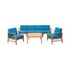 GDFStudio Abena Outdoor Acacia Wood 6 Seater Sofa and Club Chair Set with Cushions - 2 of 4