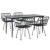 vidaXL Garden Dining Set Black Steel, Tempered Glass, Polyethylene Medium - Black 63" x 31.5" x 29.1" 4 - 3 of 4