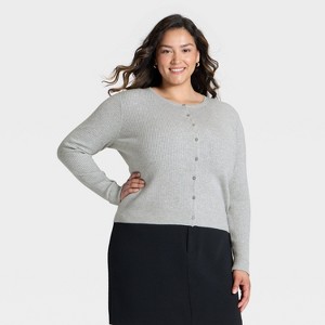 Women's Ribbed Cuff Cardigan - A New Day™ - 1 of 3