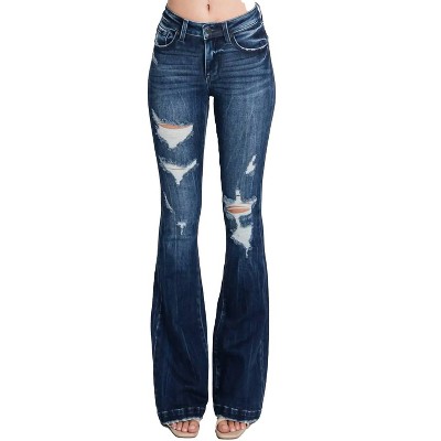 Women's Katie Mid Rise Stretch Flare With Trouser Hem - Petra153