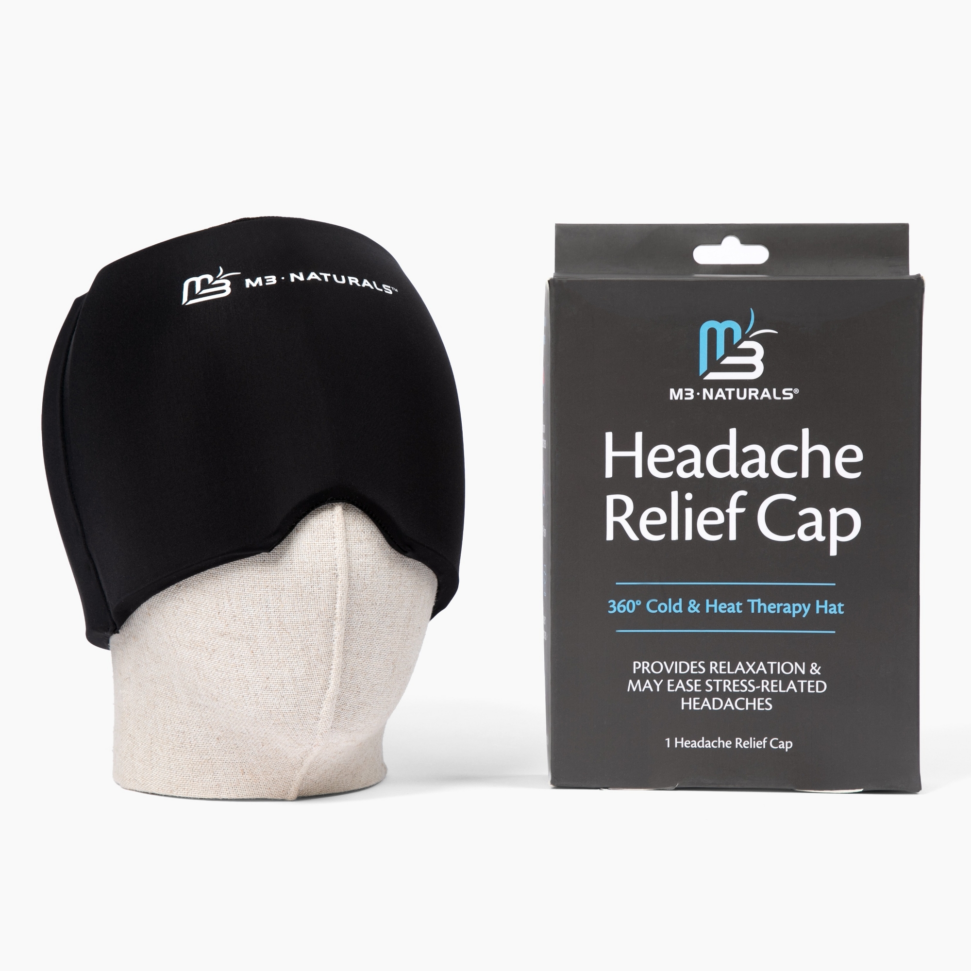 Migraine Relief Cap with 360° Cold & Heat Therapy, Headache Ice Pack Hat, Migraine Mask & Headache Relief Cap for Stress and Tension, M3, 1ct