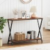 41.3/33.5" Industrial Narrow Console Table, 2-Tier Entryway Wood Table w/Metal Frame for Entryway, Hallway, Living Room - 2 of 4