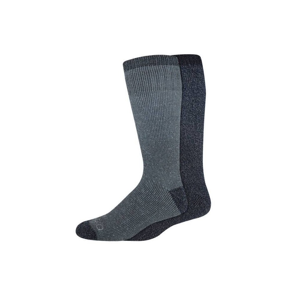 pack of 4, Dickies Men's Heavyweight Charcoal Brushed Thermal Crew Socks - Light Blue/Navy Blue 6-12