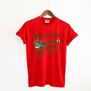 Simply Sage Market Women's Sleigh Rides On Santa Claus Lane Short Sleeve Garment Dyed Tee - 1 of 4