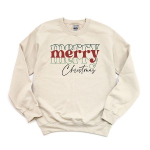 Simply Sage Market Women's Graphic Sweatshirt Merry Christmas Stacked - 1 of 2