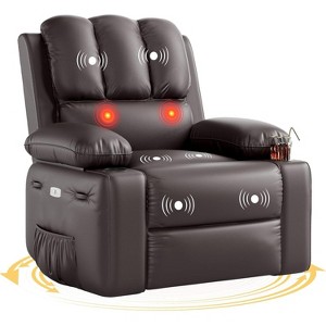 Recliner Chair with Heat and Massage - 360° Swivel&Faux Leather Rocking Chair with Cup Holder for Living Rooms, Bedrooms - 1 of 4