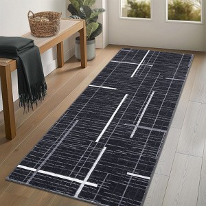 Modern Machine Washable Large Area Rug for Bedroom Minimalist Geometric Carpet Stain Resistant Non Slip Carpet - 1 of 4