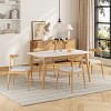 5 PCS Modern Dining Set, Solid Wood Frame Table with Faux Wood Top, Upholstered Chairs with Wood Frame and Polyester Cushion-Coolbibila - 2 of 4