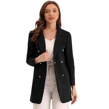 Allegra K Women's Classic Notched Lapel Buttoned Long Sleeves Work Blazer Jacket