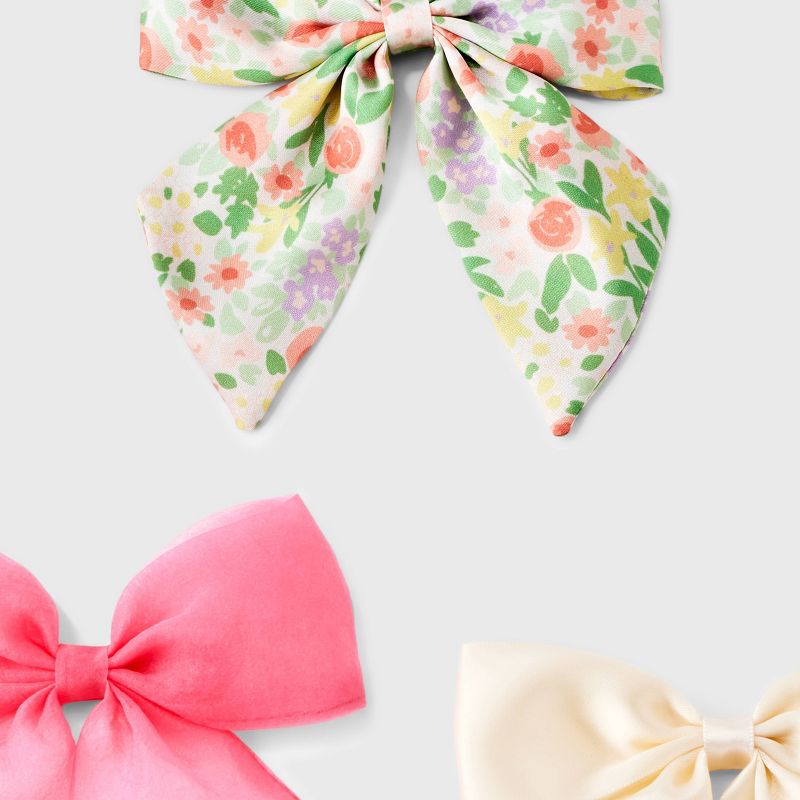 Girls&#39; 3pk Pink and Floral Bow Hair Clips - Cat &#38; Jack&#8482;, 5 of 11