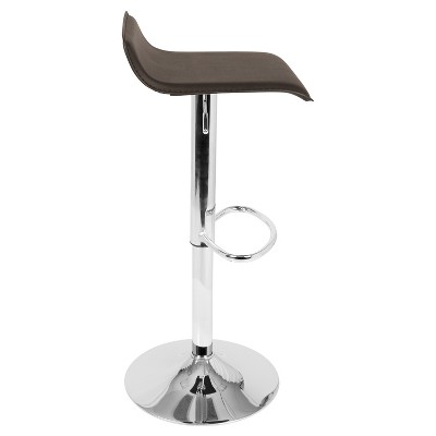 Contemporary Adjustable Swivel Barstool in Brown Leatherette
