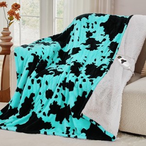 Inhand Heated Blanket Electric Throw - 50"x60" Cow Print Flannel Heating Blanket Throw Auto-Off 10 Heat Level Over-Heat Protection - 1 of 4