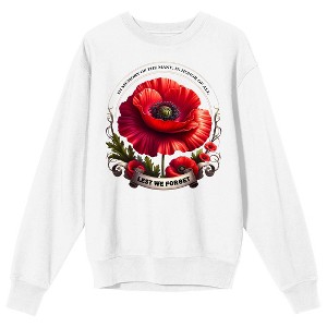 Memorial Day Poppy In Memory Of The Many Women’s White Crew Neck Long Sleeve Sweatshirt - 1 of 3