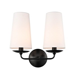 Claxy Black 2-Light Wall Sconce Industrial Wall Lamp Fabric Shade - 1 of 4