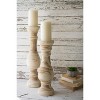 Hand-Carved Wooden Candle Stands, Natural Finish, Farmhouse Style, Set of Two by Kalalou - 2 of 3