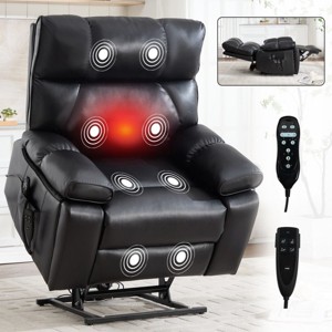 Oversized Power Lift Recliner Chair with Dual Motor and Infinite Position, Faux Leather Massage Recliner with Heat and Cup Holders-Koiai - 1 of 4