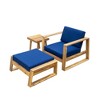 Outdoor Chaise Lounge Chair Set of 3, Acacia Wood Conversation Set with Coffee Table, Pool Sunbathing Recliner with Ottoman for Porch Backyard - 4 of 4