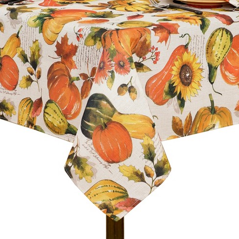 Grateful Season Fall Printed Tablecloth - Orange/yellow - Elrene Home ...