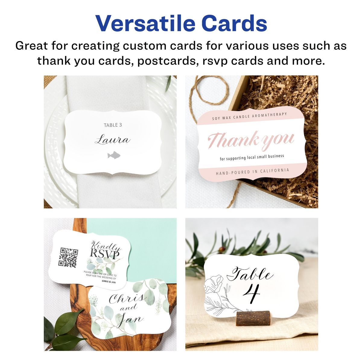Avery Printable Matte White Edge Cards with Sure, 4" x 6" Rectangle - thumbnail 2