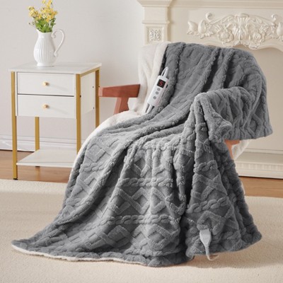 Garvee Heating Blanket, Thick Tufted Electric Blanket Throw with  10 Heating Levels and 10 Time Settings, Machine Washable Throw 50"x60", Grey