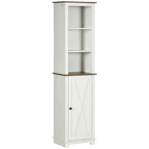 Aghana Digitals Narrow Modern Bathroom Cabinet with Open/Closed Storage, White - Anti-Tipping, - 1 of 4