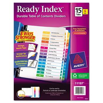 Avery Ready Index Customizable Table of Contents Asst Dividers 15-Tab Ltr 6 Sets 11197