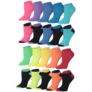 Tipi Toe Women's 20 Pairs Colorful Fun Animal Inspired Faces Design Patterned Low Cut/No Show Socks - 1 of 4