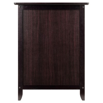 Espresso Transitional Wood Nightstand with Drawer and Cabinet