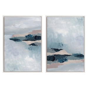(Set of 2) 23"x33" Sylvie Beaded Coast 2 V1 and Coast 2 V2 Framed Canvas Arts by Nikita Jariwala White - Kate & Laurel All Things Decor - 1 of 4