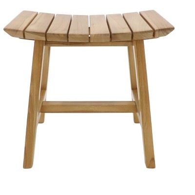 Nordic Teak Natural Slatted Shower and Bath Stool - Beige