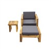 ELJGET 3PCS Patio Chaise Lounge Set with Wooden Chair, Side Table & Ottoman, Outdoor Pool Chair Set, Gray Cushion - 4 of 4