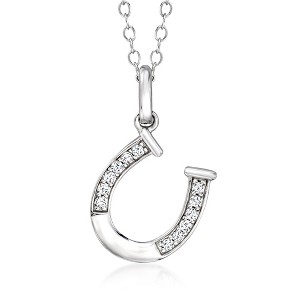 Ross-Simons 0.10 ct. t.w. Diamond Horseshoe Pendant Necklace in Sterling Silver - 1 of 3