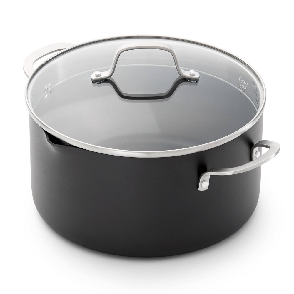 Calphalon 7qt Hard Anodized Nonstick Dutch Sauce Pan with Lid: Tempered Glass, Dishwasher & Oven Safe, Gas & Electric Compatible