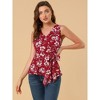 Allegra K Women's Sleeveless V Neck Tie Waist Asymmetric Hem Wrap Peplump Tops - 3 of 4