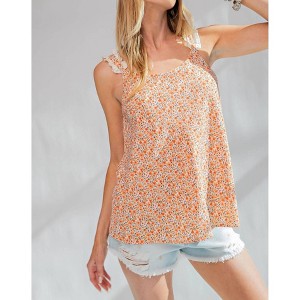 Women's Floral Lace Strap Top - Easel - 1 of 2