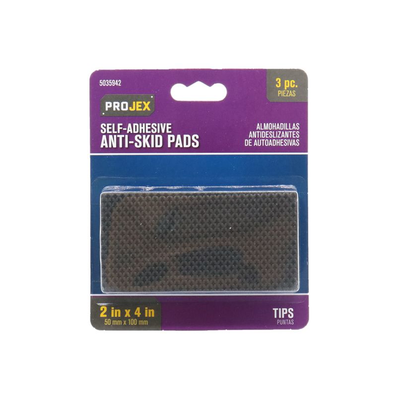 Projex Rubber Self Adhesive Non-Skid Pad Black Rectangle 2 in. W X 4 in. L 3 pk, 1 of 3