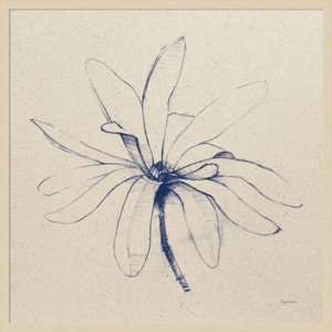 33"x33" Modern Vintage Floral I Indigo by Avery Tillmon Wood Framed Wall Art Print Brown - Amanti Art: Lithograph, Abstract Botanical Design - 1 of 4